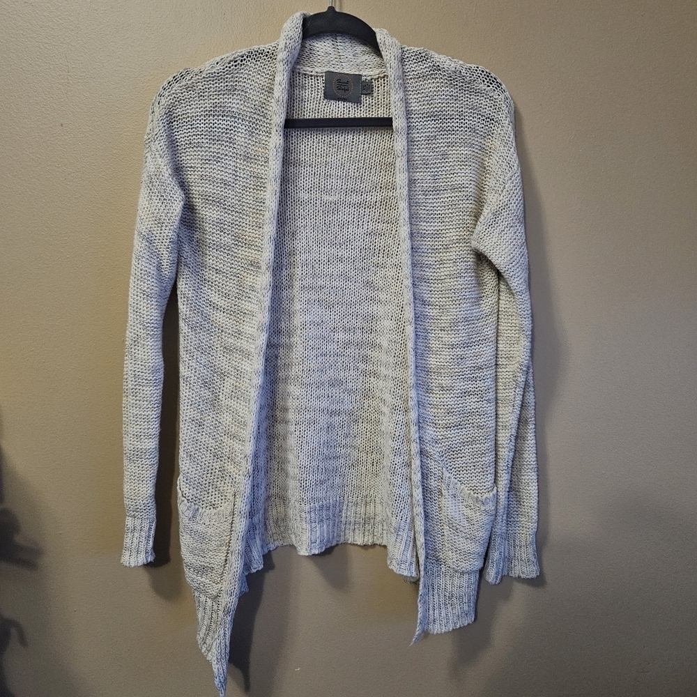 Sweet & Sinful Women's Size XS Open Front Knit Cardigan With Pockets Beige